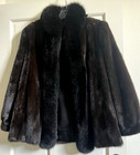 Vntg Genuine Ranch Mink Jacket  Fox  Tux Trim Sz  S-m     Lush Pristine Condition