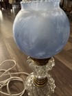 Vintage Bedside Night Lamp White Frosted Glass Lampshade Lace Pattern Stand