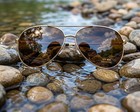 Aviator Sunglasses Gold Frame Brown Lens Uv400 Polarized Men Women Classic