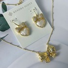 Kendra Scott X Loveshackfancy Haisley Heart Gold Drop Earrings Gold Bow Necklace