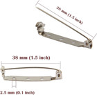 50pcs Silver Bar Pin Backs For Crafts   Badges - 1 5 Inch Clasp Brooch Pin Backs