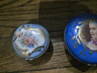 Set Of 2 Antique Sevres France Porcelain Hand Painted Hinged Trinket Box