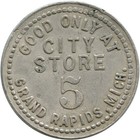 Grand Rapids  Michigan Mi City Store Eagle Scales Of Justice Seal Trade Token