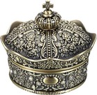 Hipiwe Vintage Jewelry Box  Antique Crown Design Trinket Small  Bronze