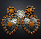 Federico Jimenez Heart-shaped Sterlingsilver Orange Spiny Oyster Earrings Clipon