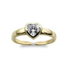 Yellow Gold Plated Cz Solitaire Love Heart Toe Ring 925 Sterling Silver