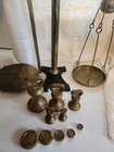 Antique Market Weighing Grocers Scale J White   Son Weights Brass Cast Iron Nice