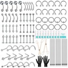 104pcs Body Septum Piercing Kit With 14g 16g 20g Piercing Needles Piercing Je   