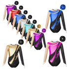 Kids Girls Gymnastics Leotard Unitard Rhinestone Skating Jumpsuit Bodysuit Set