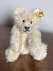 Vintage Miniature Steiff Mohair Teddy Bear Once White   Mohair 3    W button flag