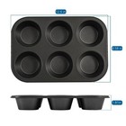 6 Cup Jumbo Muffin Pan  Non-stick Bakeware 3 4 Inch Diameter Cups carbon Steel