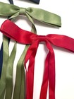 Set Of 3 Satin Ribbon Bow Hair Barrette Clips - Red  Green   Navy Blue