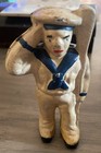 Navy Sailor Oarsman Cast Iron Coin Bank Vintage 5 25  Collectible Military Vtg