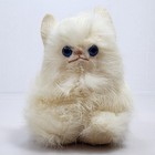 Vtg Cat Kitten Stuffed Plush White Rabbit Fur Blue Eyes Pink Ribbon Elsner 50 s