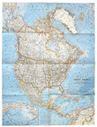 1964-4 National Geographic Map North America Usa Canada Mexico Mx Can April B a 