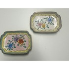 Charming Vintage Chinese Canton Enamel  Copper Miniature Trinket salt Dishes Set