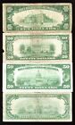 Set 1929 National Bank Notes Federal Reserve Chicago  10  20  50  100 Brown Seal