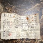 1933 Pennsylvania Resident Citizen Freshwater Fishing License Paper   Button Pin