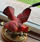 Andrea By Sadek Autumn Cardinal  Male  Hand Painted  Japan  With Wooden Stand