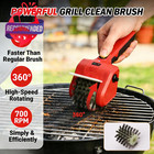 Electric Grill Brush Cordless Rechargeable Scrubber Bbq Cleaner Tool Red Black