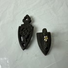Vintage Antique Mini Cast Iron Sad Iron With Floral Trivet Stamped 240s Painted