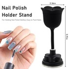 No Spill Nail Polish Holder Stand  Rotatable Flower Shape Bottle Flower-black