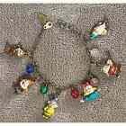 Vintage 1980s Disney Snow White Dwarfs Resin Charm Bracelet Applause Antique