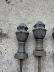 Antique Garden Salvage-3 Cast Iron Hose Guide Stakes W fence Post Finial   