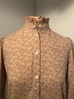 Vintage Laura Ashley Cotton Blouse High Ruffle Neck Puff Sleeve Us8 Victorian Uk