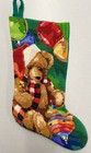 Bucilla Santa Bear 18  Christmas Stocking Needlepoint 60722 Finished 1994 Read
