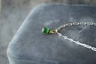 Green Tourmaline 18k Solid Gold Step Cut Charm Pendant Necklace Handmade Pendent