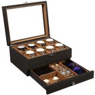 8 Slots Watch Case Solid Wood Jewelry Storage Display Box With Glass Lid