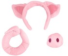 Unisex Pig Ears Headband Nose And Tail Accessory Set  Pink  One Size