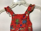 Childs Vintage Bib Overalls Youth Kids Size 4 Red With Zoo Animals And Kids