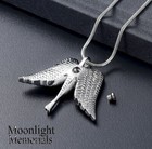 New Angel Wings Crystal Cremation Urn Keepsake Ashes Memorial Necklace