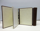 Photo Album Leather Small 5x7 Ring Binder 36 Clear Pockets Graphic Image Brown