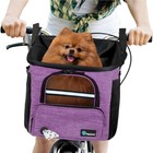 Soft-sided Dog Bike Basket Carrier Backpack  Ventilated Pet Travel Bag - Purple