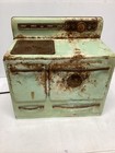 Vintage Wolverine Brand Toy Child Stove oven mint Green usa 1950s works as-is