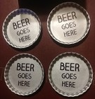 Vintage 3    Metal Beer Bottle Cap Coasters Set Of 4 original Box Nice Collectible