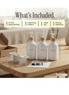 Shampoo And Conditioner Dispenser Wall Mounted Set Of 3 White Bamboo - No Drill 