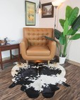 Genuine Cowhide Rug 5x4 Ft Black And White Cow Skin Calf Hide Area Rug Leather