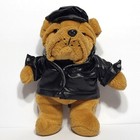 Vintage 1999 Dan Dee Biker Bulldog Plush 10  Faux Leather Jacket Hat