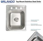 17  X 22  Stainless Steel Single Bowl Topmount Drop In Kitchen Bar prep Sink 