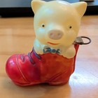 Vintage Celluloid Figural Pig In A Boot Sewing Tape Measure Made By Royal