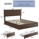 Vecelo Queen Size Bed Frame With 3 Storage Drawers  Leather Queen  Pu   Brown 