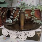 Vintage Large Brass Crimped Chamberstick Taper Candle Holder With Finger Loop 9 