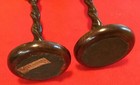 Pair Of Antique Candle Sticks - Barley Twist - Dark Oak - English