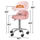 Salon Rolling Stool Adjustable Tattoo Massage Chair W  Pu Cushion Backrest Pink