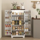 Kitchen Pantry Cabinet With Sensing Led Light Storage Cabinet White Refurbished