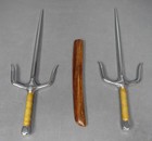 Japanese Traditional Okinawan Sai Martial Arts Weapon 19  Octagon Chrome W  Case